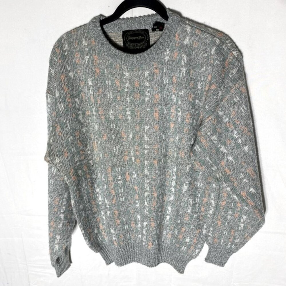 Vintage Dapper Dan Grey Peach Crew Neck Dad Sweater S